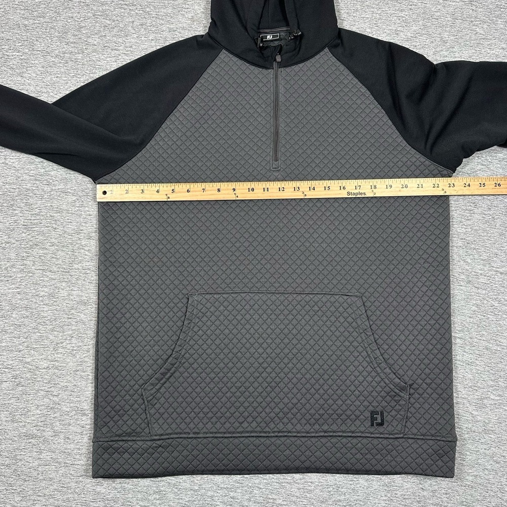 Footjoy Links Hoodie Mens Large Gray Black 1/4 Zip Moisture Wicking Golf Logo - Picture 4 of 7